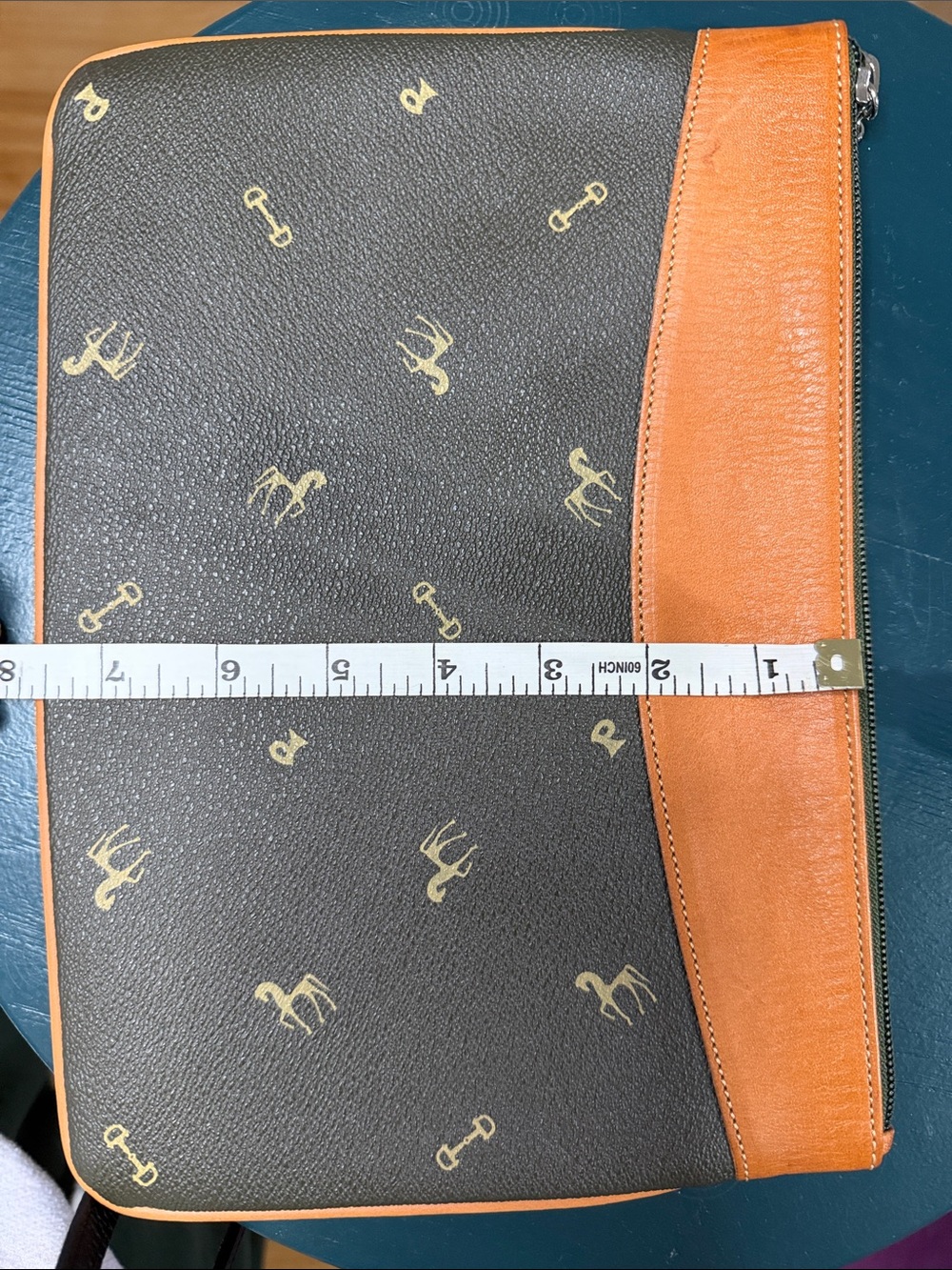 Vintage Petusco Equestrian Monogram Zippered Clutch Pouch - Made in Spain